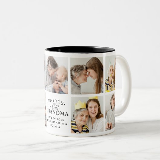 Moderne Liebe Großartiges Grandma/Granny/Nana 9-Fo Zweifarbige Tasse (VorderseiteRechts)