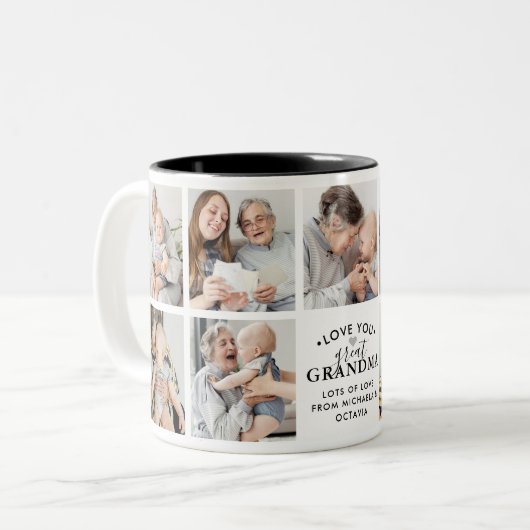 Moderne Liebe Großartiges Grandma/Granny/Nana 9-Fo Zweifarbige Tasse (Vorderseite Links)