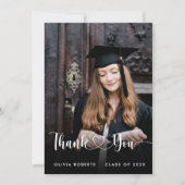 Moderne Liebe Heart Script Class of 2024 Abschluss Dankeskarte (Vorderseite)