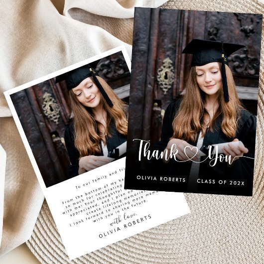 Moderne Liebe Heart Script Class of 2024 Abschluss Dankeskarte