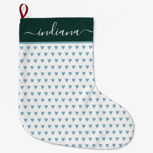 Moderne Liebe Herz Baby Blau Aquarell Großer Weihnachtsstrumpf