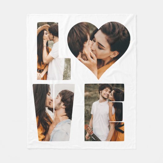 Moderne LIEBE Herz Foto Instagram Valentinstag Fleecedecke (Vorderseite)