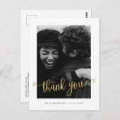 Moderne Liebe Herz Hochzeit Foto Danke Postcard Postkarte (Vorne/Hinten)