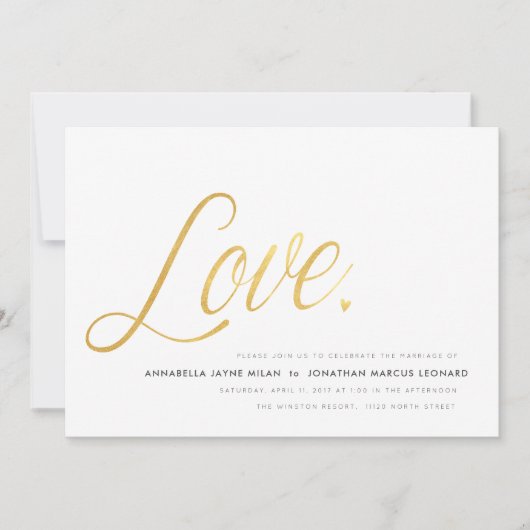 Moderne Liebe Hochzeitseinladung Einladung (Vorderseite)