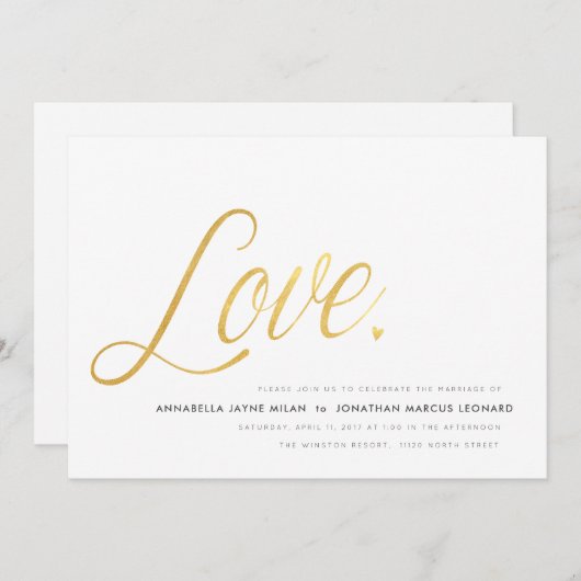 Moderne Liebe Hochzeitseinladung Einladung (Vorne/Hinten)