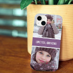 Moderne Liebe Ihr Oma 2 Fotos Lila Case-Mate iPhone Hülle<br><div class="desc">Das wunderschöne,  moderne iPhone Gehäuse zeichnet sich durch 2 Ihrer Lieblings-Fotos oben und unten mit einem lila Streifen in der Mitte mit Typografie aus. Passen Sie die Typografie an.</div>