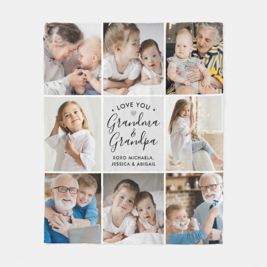 Moderne Liebe Ihr Oma & Opa/andere 8-Foto Fleecedecke (Vorderseite)