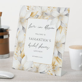 Moderne Liebe im blühenden Brautparty Willkommen Sockelschild