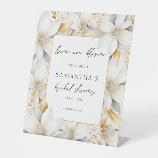 Moderne Liebe im blühenden Brautparty Willkommen Sockelschild (Vorderseite)