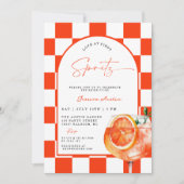 Moderne Liebe im ersten Spritz Orange Brautparty Einladung (Vorderseite)