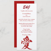 Moderne "Liebe" in der roten Glitzer-Hochzeit Einladung (Vorne/Hinten)