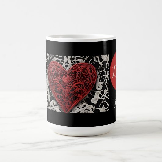 Moderne Liebe in Rot und Schwarz Kaffeetasse (Mittel)