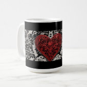 Moderne Liebe in Rot und Schwarz Kaffeetasse (Vorderseite Links)