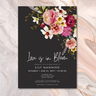 Moderne Liebe ist in Bloom Black Bridal Brunch Einladung