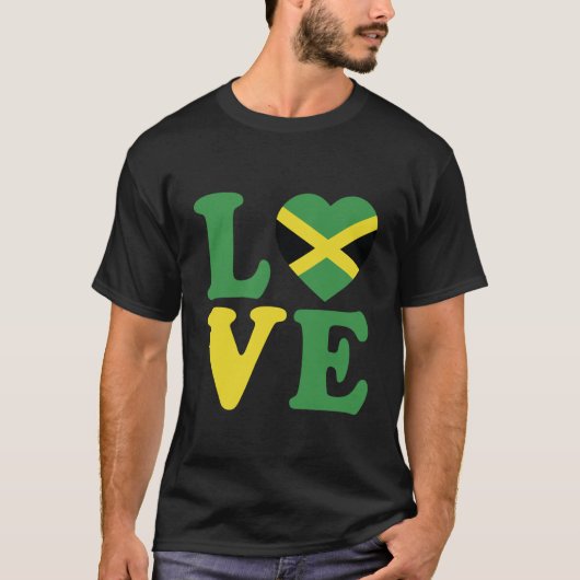 Moderne Liebe Jamaika Herzenflagge T-Shirt (Vorderseite)