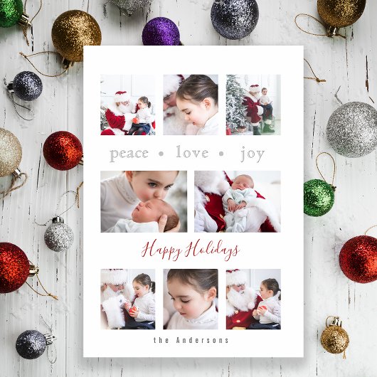 Moderne Liebe Joy Peace Multi-Foto Dreifach Gefaltete Karte