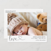 Moderne Liebe Kalligrafie Geburtserklärung Postkarte (Vorne/Hinten)