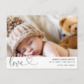 Moderne Liebe Kalligrafie Geburtserklärung Postkarte (Vorderseite)