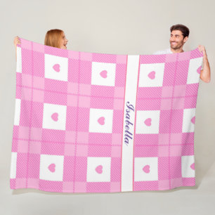 Moderne Liebe Kariert rosa Herzenskollektion Fleecedecke