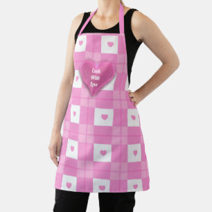 Moderne Liebe Kariert rosa Herzenskollektion Schürze