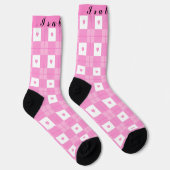 Moderne Liebe Kariert rosa Herzenskollektion Socken (Rechts)