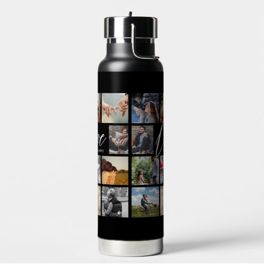 Moderne Liebe kundenspezifische Foto Collage Valen Trinkflasche (Links)