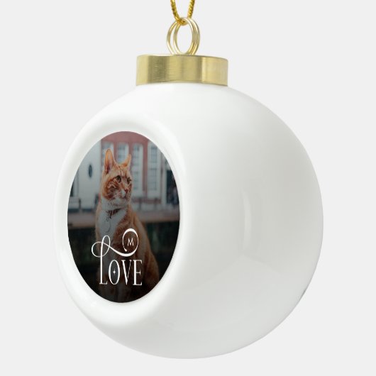 Moderne Liebe Maßgeschneiderte Katzen Haustiere Fo Keramik Kugel-Ornament (Rechts)