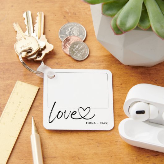 Moderne Liebe mit 2 Fotos Schlüsselanhänger (Schreibtisch)