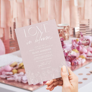 Moderne Liebe mit Blumen Brautparty Invitati Einladung
