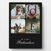 Moderne Liebe Newlyweds Hochzeitfoto Collage Black Fotoplatte (Vorderseite)