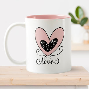 Moderne Liebe Niedlich Hearts Happy Valentines Tag Zweifarbige Tasse