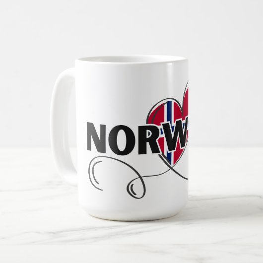 Moderne Liebe Norwegen Flaggenskandinavien Souveni Kaffeetasse (Vorderseite Links)