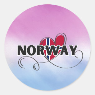 Moderne Liebe Norwegen Flaggenskandinavien Souveni Runder Aufkleber