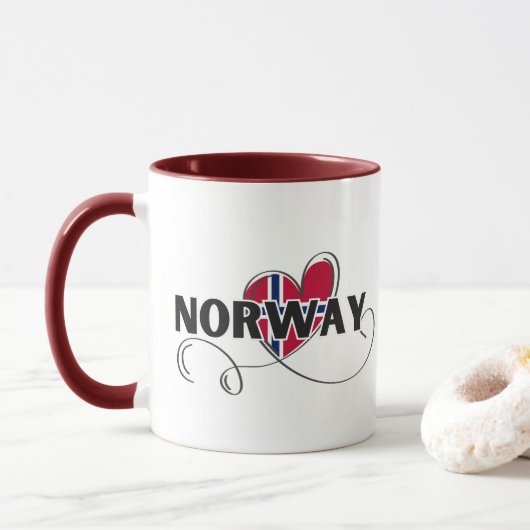 Moderne Liebe Norwegen Flaggenskandinavien Souveni Tasse (Mit Donut)