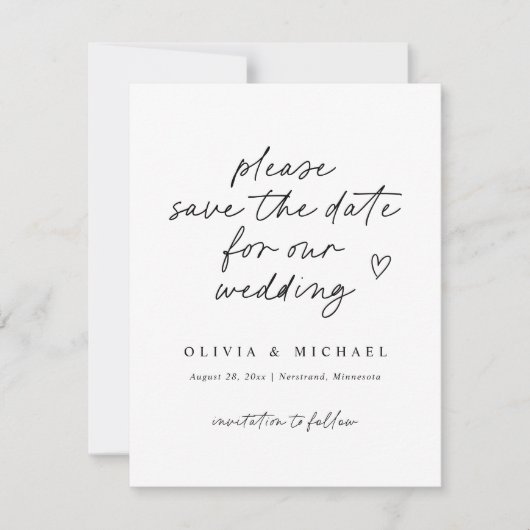 Moderne Liebe Note Handwriting Wedding Save the Da Date (Vorderseite)
