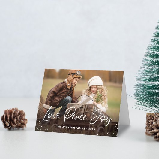 Moderne Liebe Peace Joy 2 FOTO Weihnachtskarte Karte