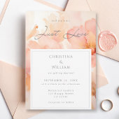 Moderne Liebe Peach floral Wedding Einladung
