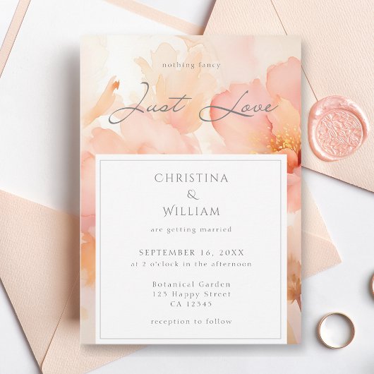 Moderne Liebe Peach floral Wedding Einladung