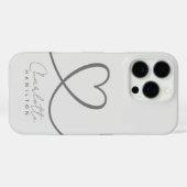 Moderne Liebe Personalisierter Herzname Graue Tone Case-Mate iPhone Hülle (Rückseite (Horizontal))