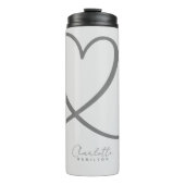 Moderne Liebe Personalisierter Herzname Graue Tone Thermosbecher (Vorderseite)