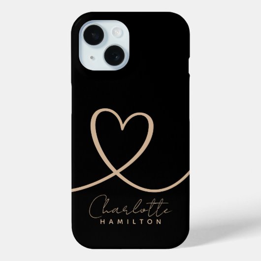 Moderne Liebe Personalisierter Name Schwarzer Tan Case-Mate iPhone Hülle (Rückseite)