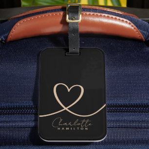 Moderne Liebe Personalisierter Name Schwarzer Tan Gepäckanhänger