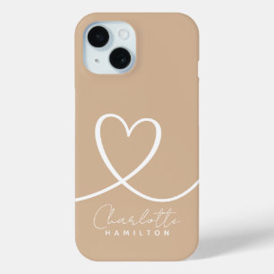 Moderne Liebe Personalisierter Name Tan White Case-Mate iPhone Hülle