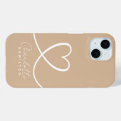 Moderne Liebe Personalisierter Name Tan White Case-Mate iPhone Hülle (Rückseite (Horizontal))
