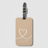 Moderne Liebe Personalisierter Name Tan White Gepäckanhänger (Vorderseite Vertikal)