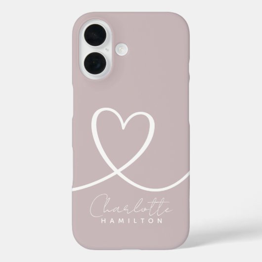 Moderne Liebe Personalisiertes Rosa Herz Case-Mate iPhone Hülle (Rückseite)