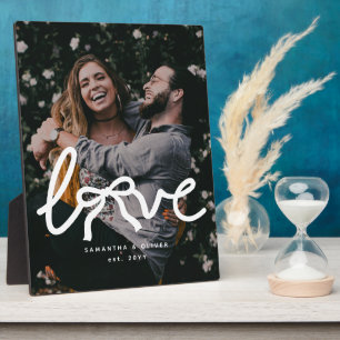 Moderne Liebe Pfeil Typografie Paar Benutzerdefini Fotoplatte