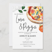 Moderne Liebe & Pizza Paare Hochzeit Brautparty Einladung (Vorderseite)