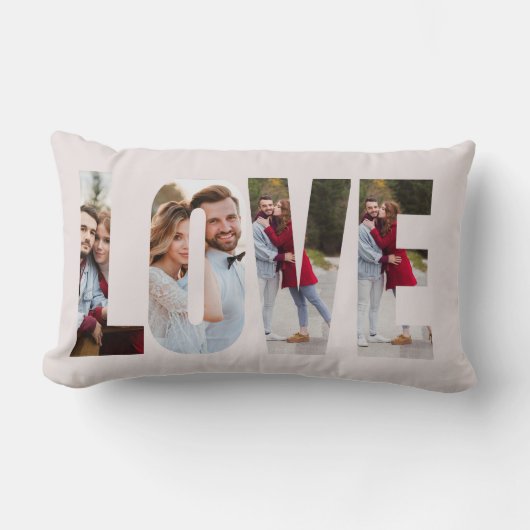 Moderne Liebe Rahmen 4 Foto Personalized Lendenkissen (Vorderseite)