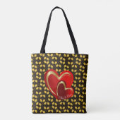 Moderne Liebe Red Hearts Personalisiert Hochzeitsp Tasche (Rückseite)